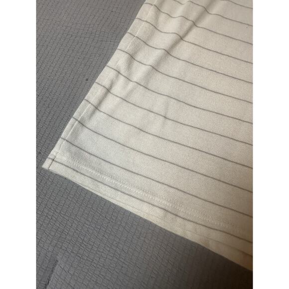 Theory Men’s Large Short Sleeve Knit T-Shirt White/Cream Gray Stripe Crewneck - Picture 3 of 6